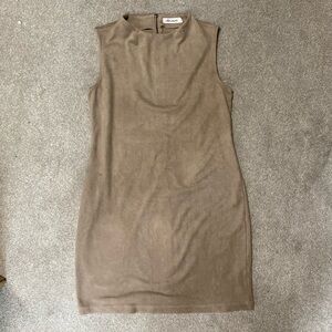 Chloe & Katie Tan Suede Sleeveless Bodycon Dress Size L